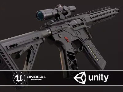 M4 Custom Low-poly 3D model