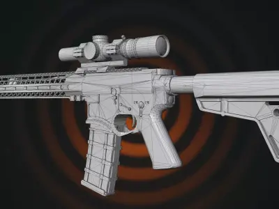 Rigged Tactical Assault Rifle Night Stalker 3D model
