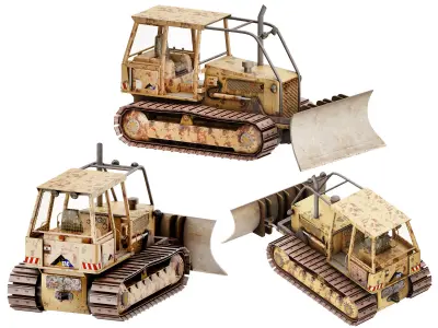 bulldozer Low-poly 3D model 4