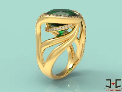 0215 - Beautiful Emerald Stone Antique Ring 3D print model