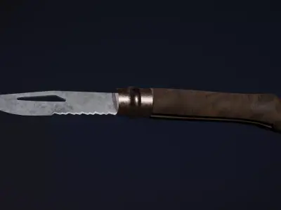 Bushcraft Survival Knife with Ring Lock - Animated Game-Ready  Low-poly 3D model