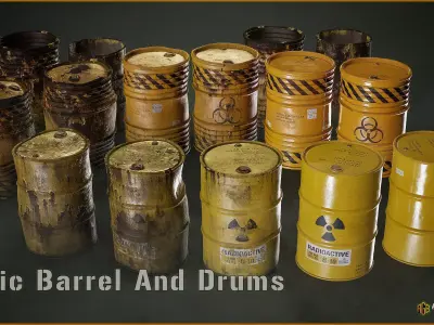 Toxic Barrel and Drums Pack Low-poly 3D model