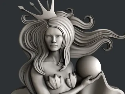 3d STL models for CNC router Mermaid 3D model