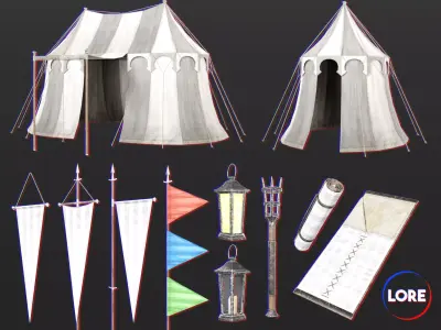Medieval Collection Elegant Campsite 3D Model Pack