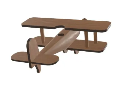 Children airplane made of wood 3D model