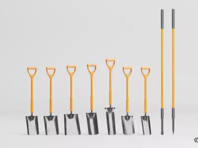 Shovel Pack 01 Ground Works Insulated Low-poly 3D model
