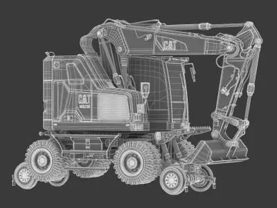 M323F Railroad Wheeled Excavator 3D model