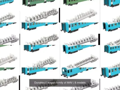 Dunakeszi wagon family of MAV - TT scale 3D Model Pack