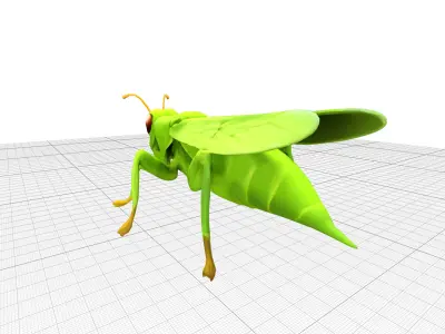 Grasshopper Green Realistic Low-poly 3D model