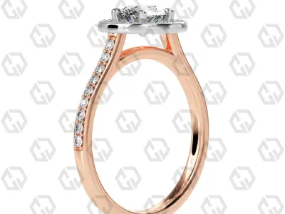 Ring 199 Round Shape Cathedral Halo pave set with Gems 3D print model