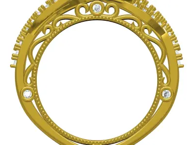 Antique Uro Shank Infinite Engagement Ring 3D print model