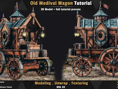 Old Medival Wagon 3D model