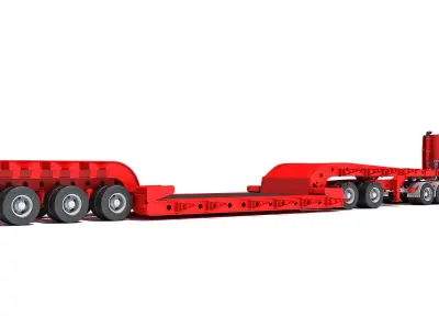 Truck with Lowboy Trailer 3D model order