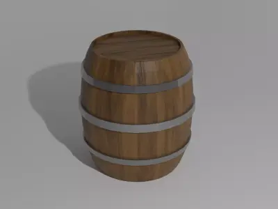 lowpoly barell wooden barrel Low-poly 3D model