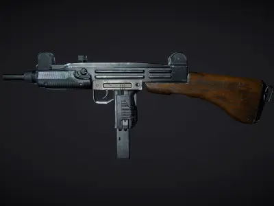 Uzi 01 Wood Stock Active 3D model