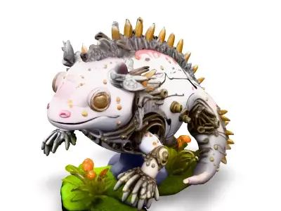 Steampunk Mechanical Lizard Low-poly 3D model purchase