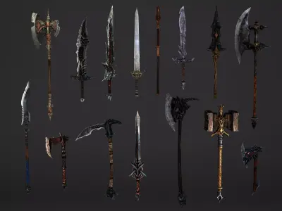 Fantasy Magical Weapons 3D Model Pack