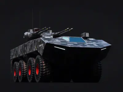 Tank Model Military Si-Fi Dual Source Files Attached 4K Textures Low-poly 3D model
