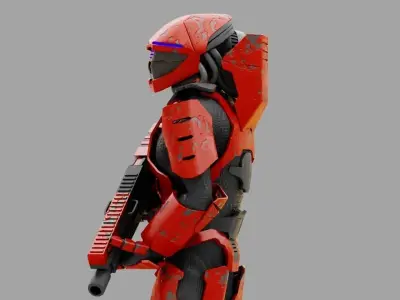 Cyborg Soldier  rigged character 3D model