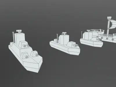 Wooden Toys Boat Pack Low-poly 3D model