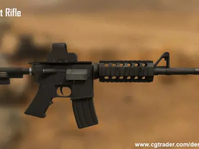 Detailed M4 Carbine Assault Rifle With Holographic Sight 3D model