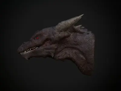 Red Dragon Head Free low-poly 3D model