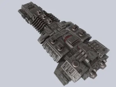 Spaceship Low-poly 3D model 10