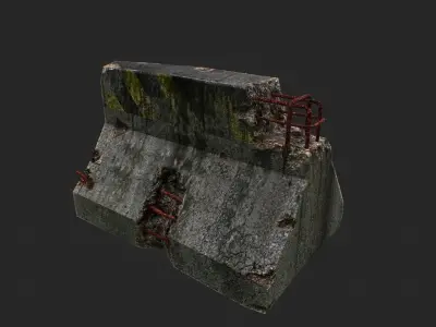 Road Block Damaged Low-poly 3D model
