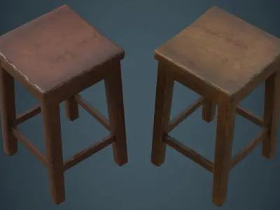 Stool 1B Low-poly 3D model