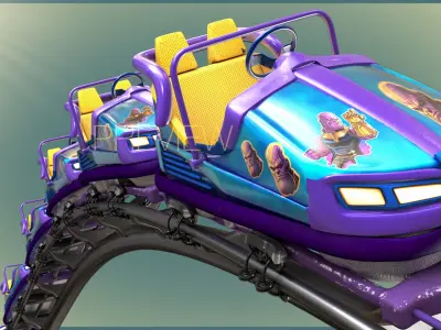 Animated Roller Coaster Train 3D model