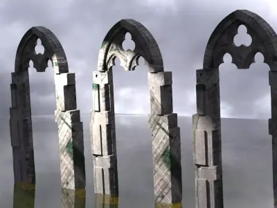 Aslan Stone table Grand Arch moss version Low-poly 3D model
