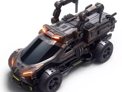 Cyberpunk Industrial Utility Vehicle 3D Model Low-poly 3D model purchase