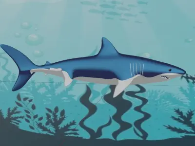 Shark swimming in ocean 3D model
