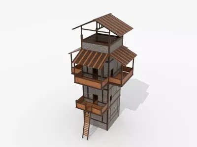 Roman Watchtower With Interior Free low-poly 3D model