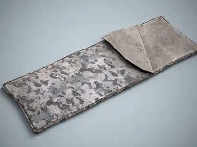 Military Sleeping Bag - Winter Camouflage Bedroll Low-poly 3D model