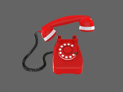 vintage telephone phone red communication retro 3D model