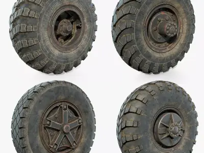 Truck Wheels Set 3D Model Pack