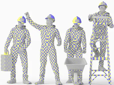 Construction Worker Character - Not rigged Low-poly 3D model