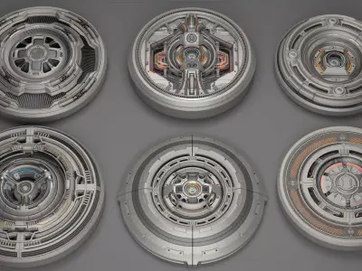 Sci-Fi KITBASH 3 - Big CIrcular Elements 3D model