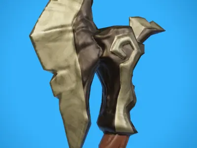 Stylized Axe Weapon Low Poly Game Ready 1k Tris Low-poly 3D model
