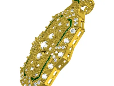 Antique Milgrain Art Deco Diamond Pendant 2 3D print model