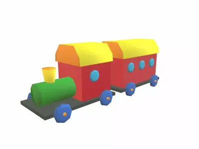 Cartoon train low poly Low-poly 3D model