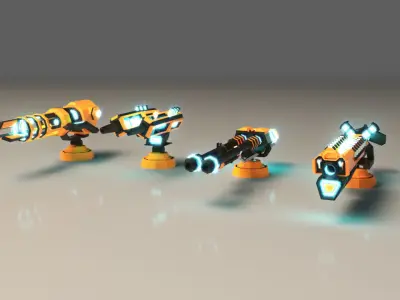 Low Poly Laser Gun Pack 01 Low-poly 3D model