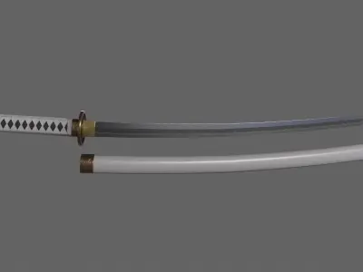 PBR Katana Japanese Sword White V2 Low-poly 3D model