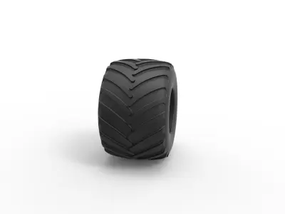 Monster Jam tire 18 Scale 1 to 25 3D print model