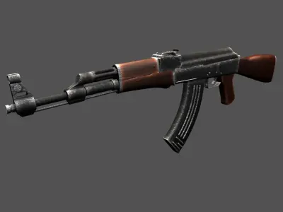 AK47 game ready low poly rifle Free low-poly 3D model