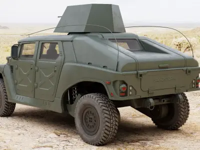 Military Vehicle Humvee Gunner Turret HMMWV Concept Army Color 3D model