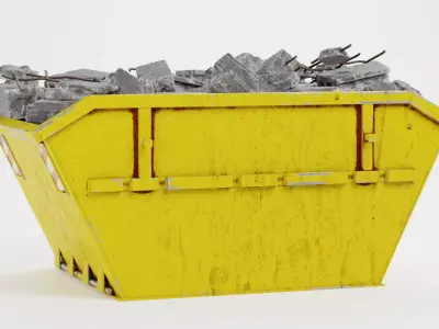 Skip with Waste V1 - Industrial Container with Debris 3D model