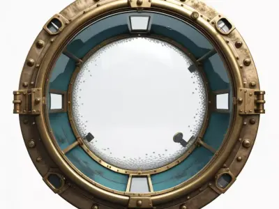 Ornate Brass Submarine Porthole 3D model