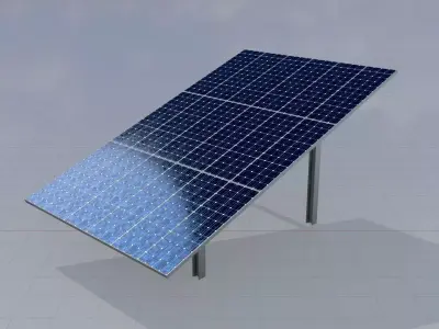 Solar module version 1 width 6500mm tilt angle 20 degrees Low-poly 3D model